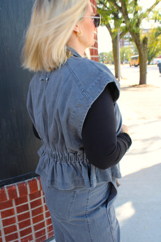 Brielle High Collared Denim Vest