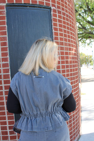 Brielle High Collared Denim Vest
