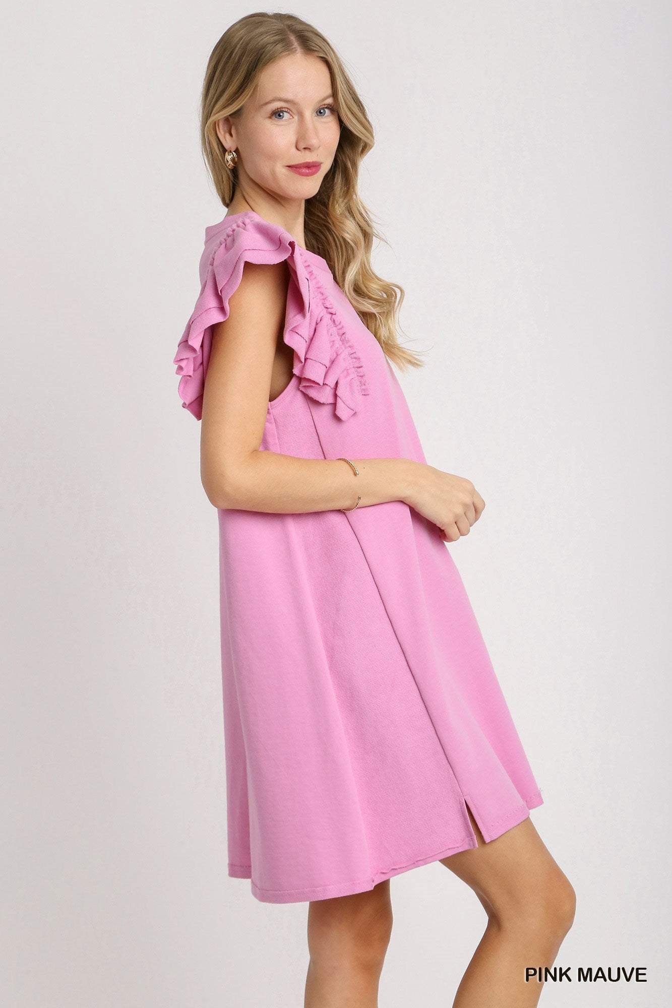 French Terry Ruffle Sleeve Dress