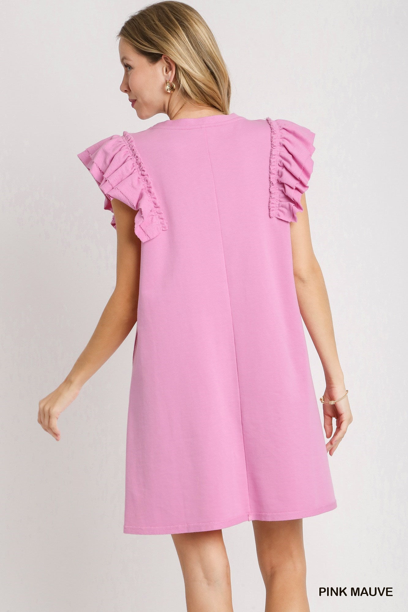 French Terry Ruffle Sleeve Dress