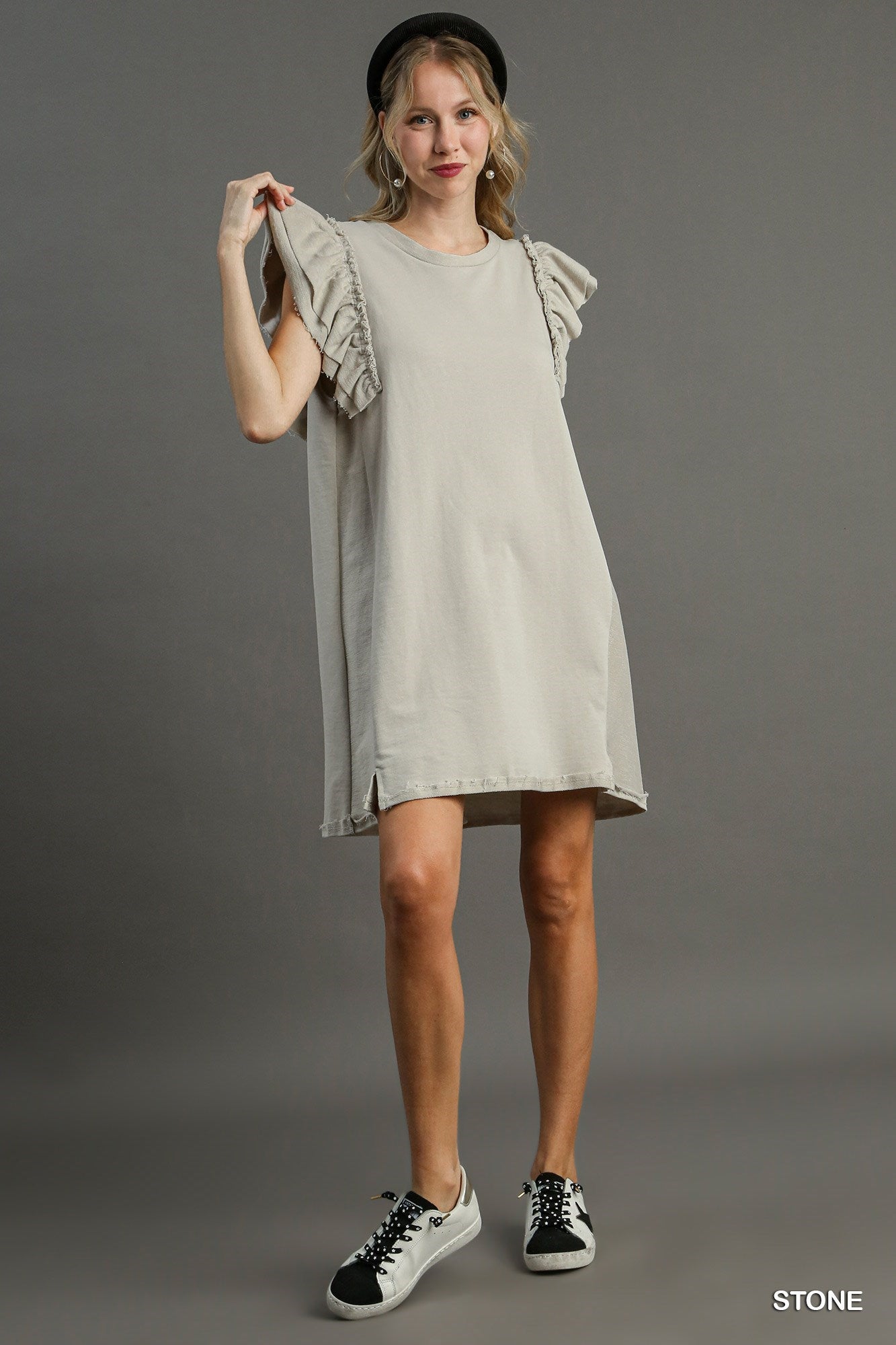 French Terry Ruffle Sleeve Dress