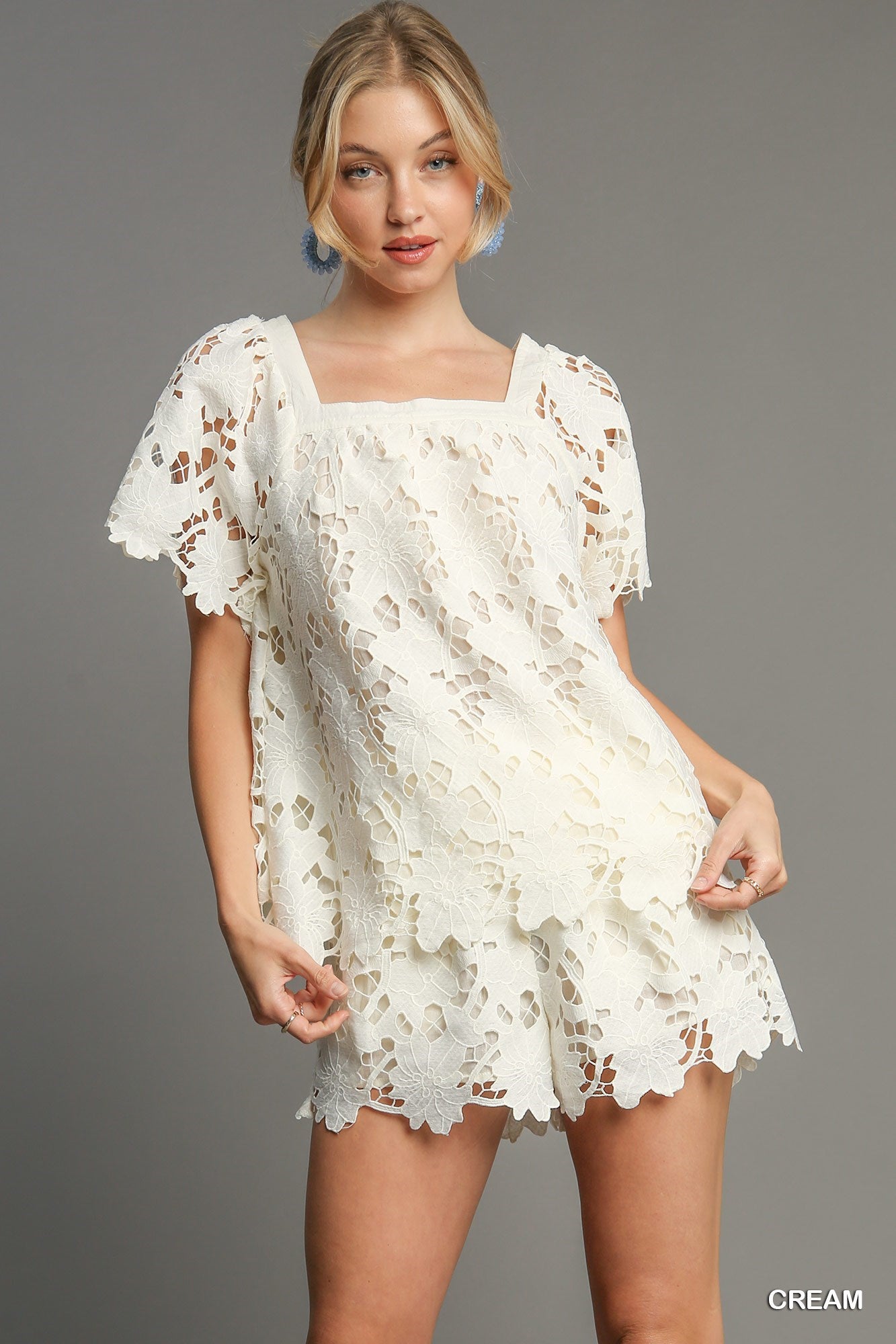 Floral Lace Square Neck Top