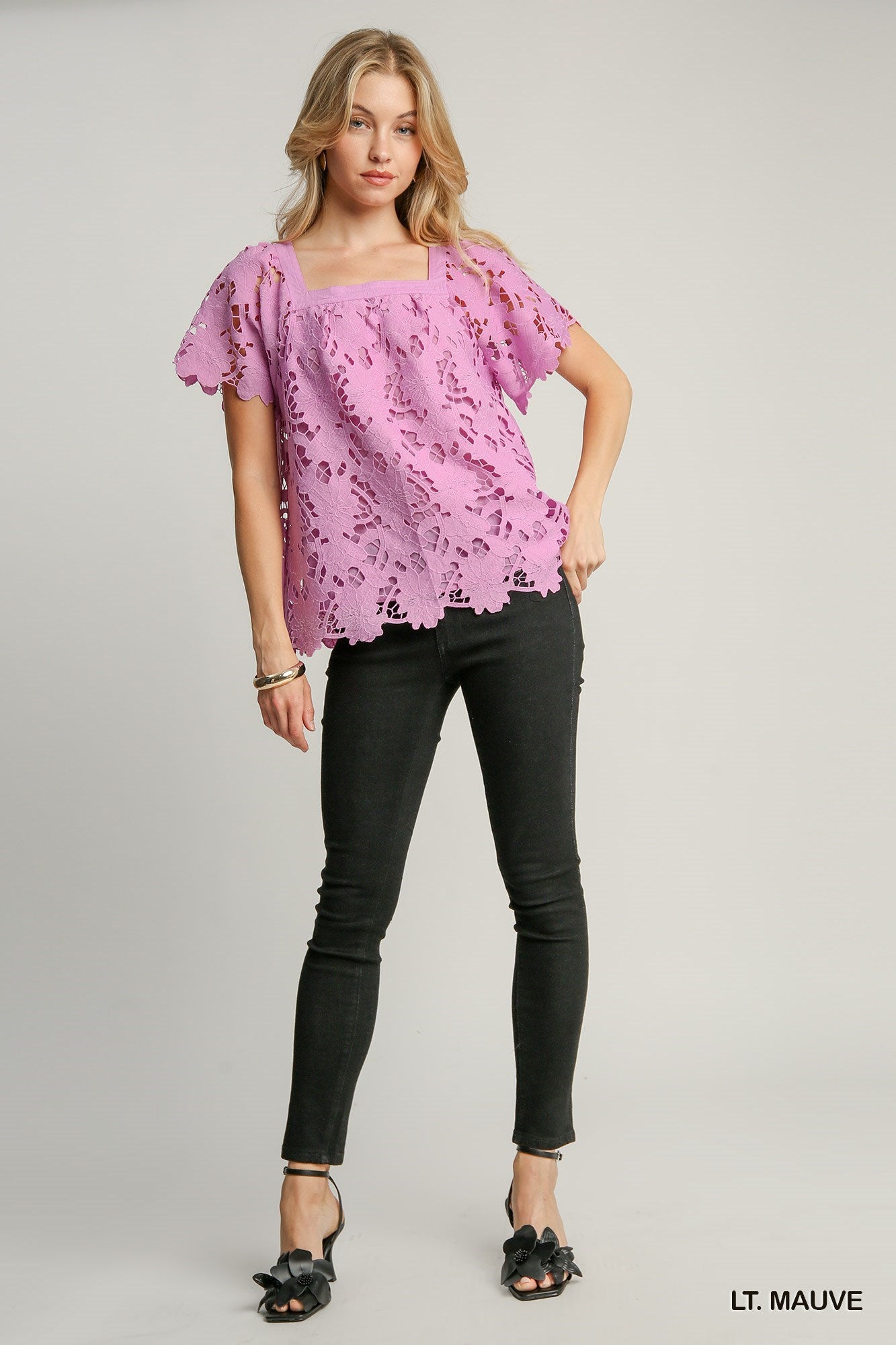 Floral Lace Square Neck Top