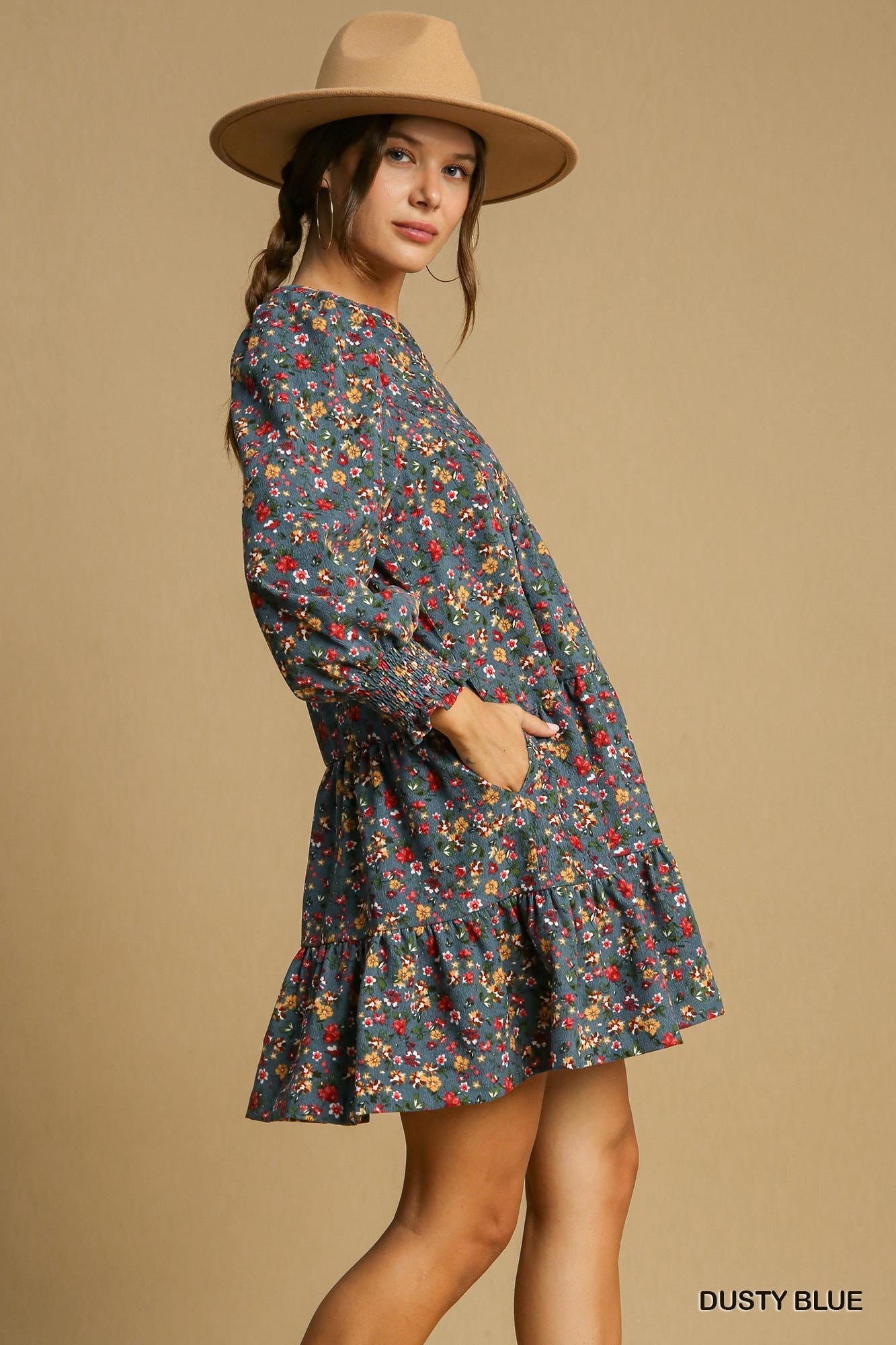 Floral Corduroy Dress