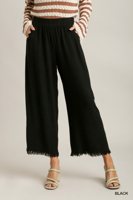 Umgee Linen Blend Wide leg Pant