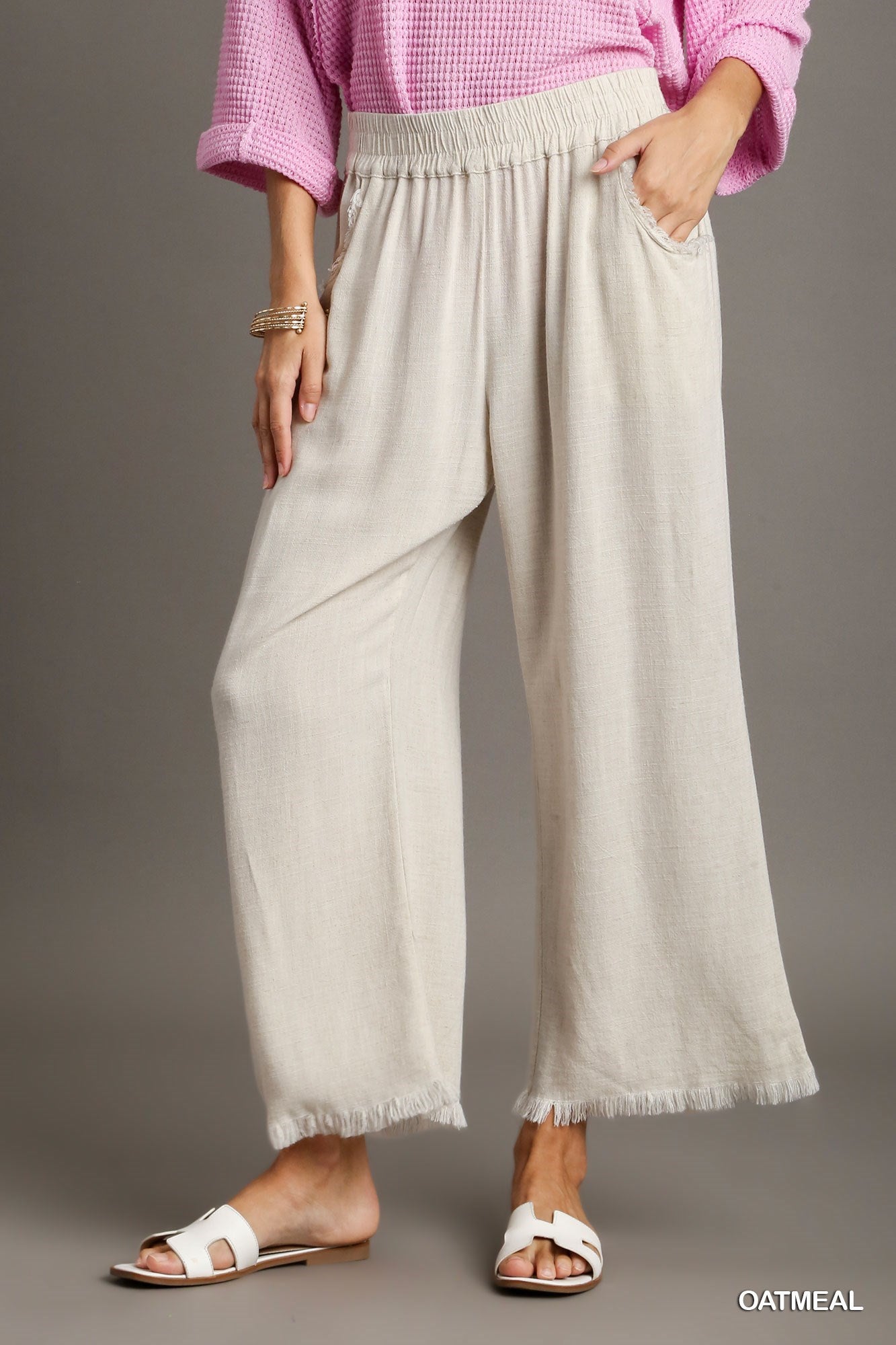 Umgee Linen Blend Wide leg Pant