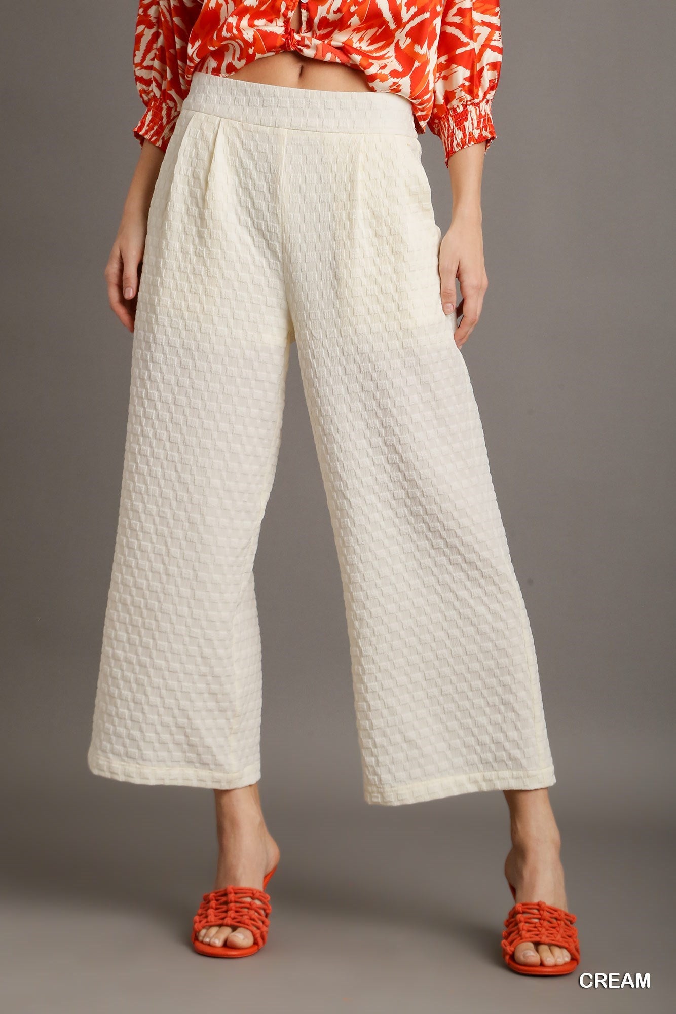 Square Jacquard Wide Fit Pants