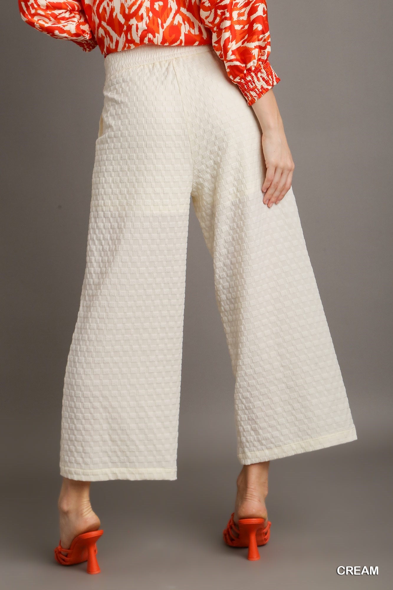 Square Jacquard Wide Fit Pants