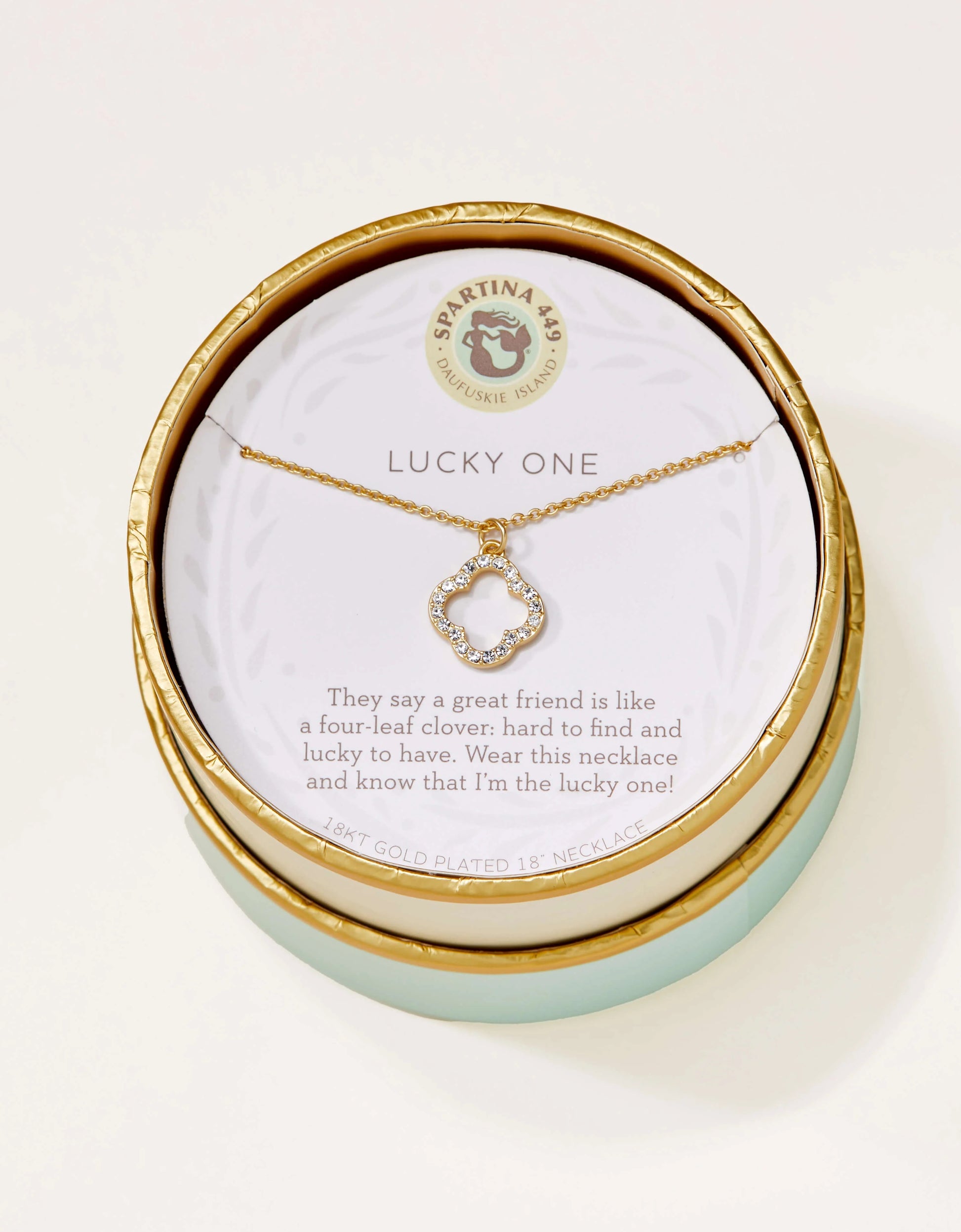 Spartina 449 Lucky One clover necklace in gift box with 18kt gold plated chain – Erin Rose Boutique