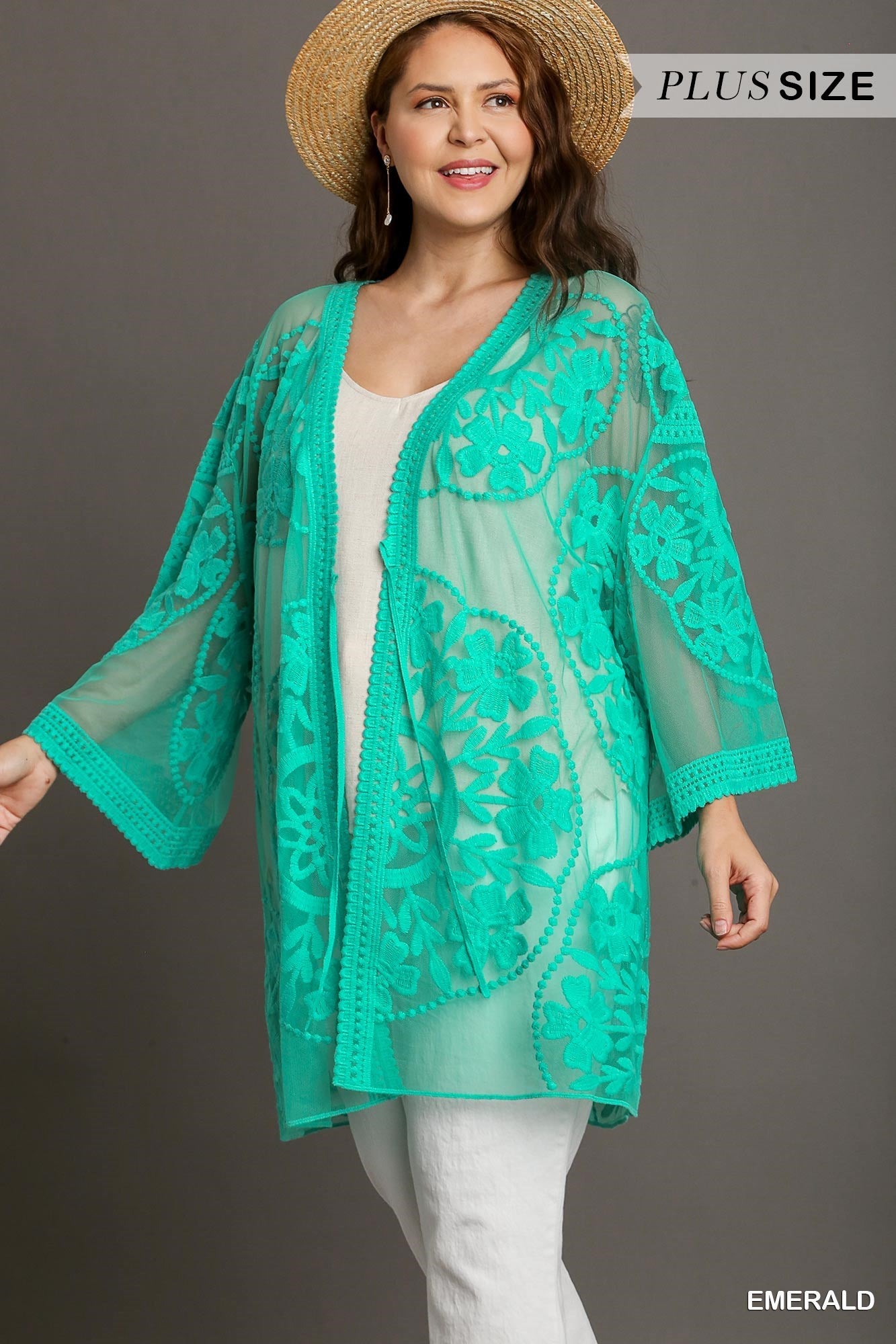 Floral Lace Kimono with Waist Tie