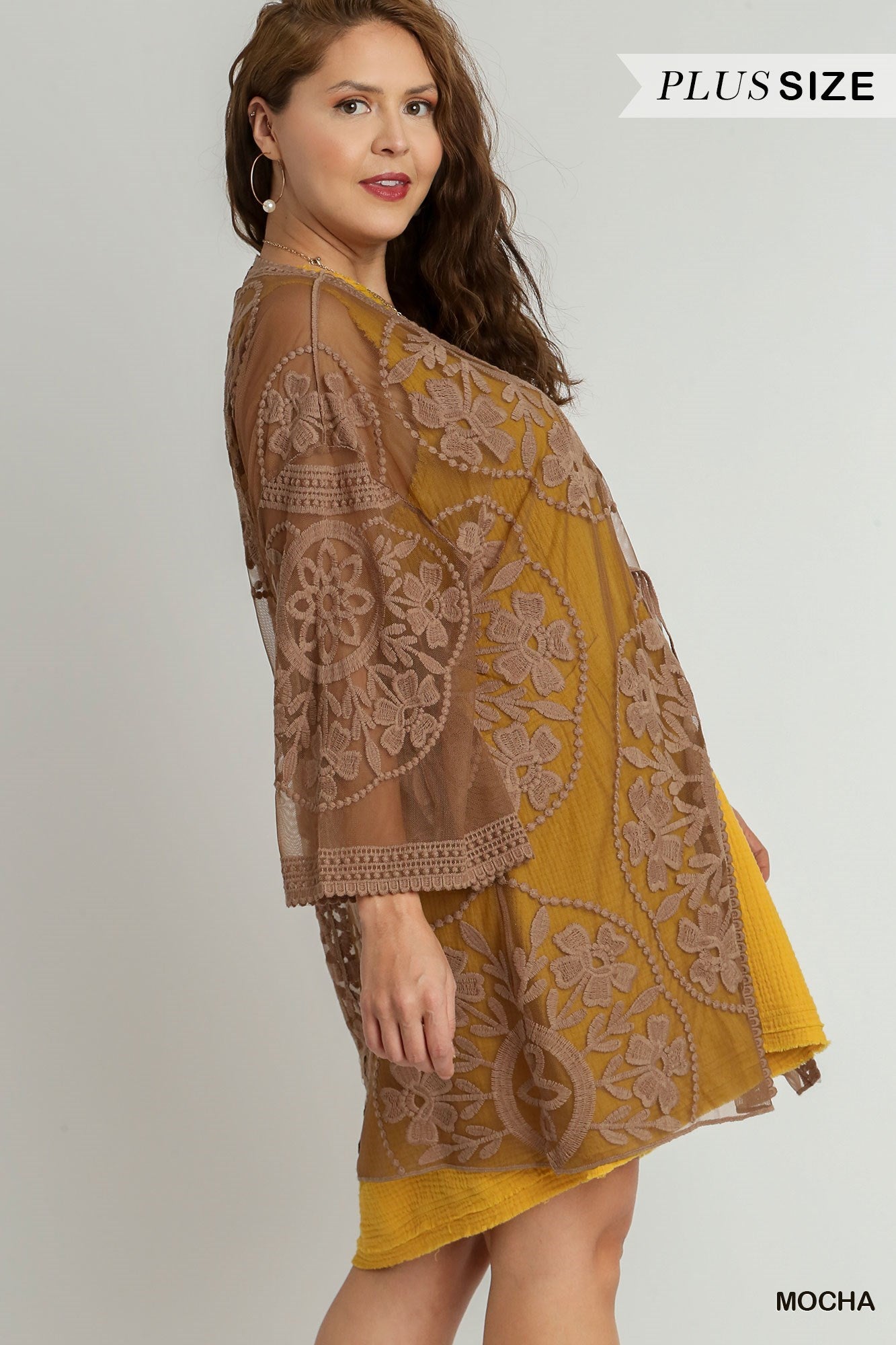 Floral Lace Kimono with Waist Tie