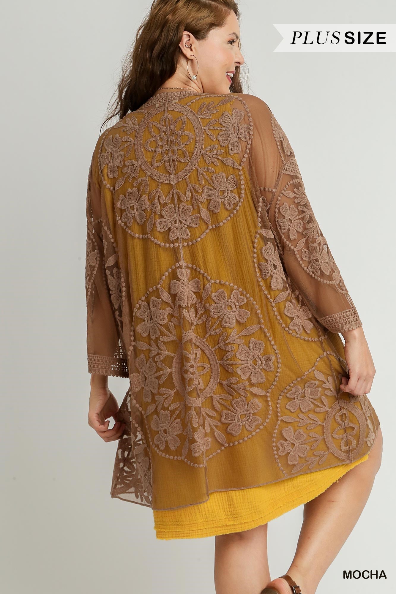 Floral Lace Kimono with Waist Tie