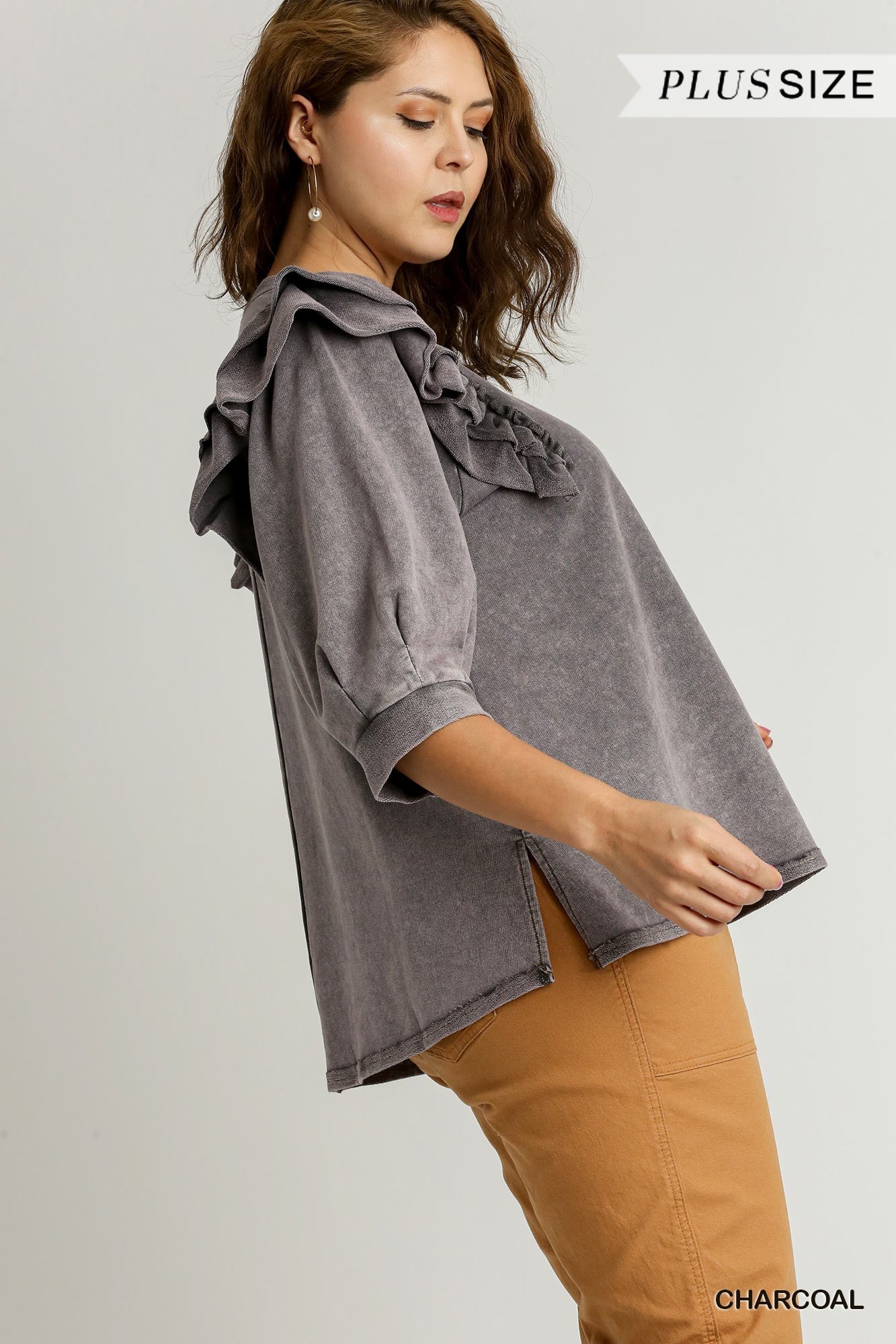 Mineral Wash Ruffle Top