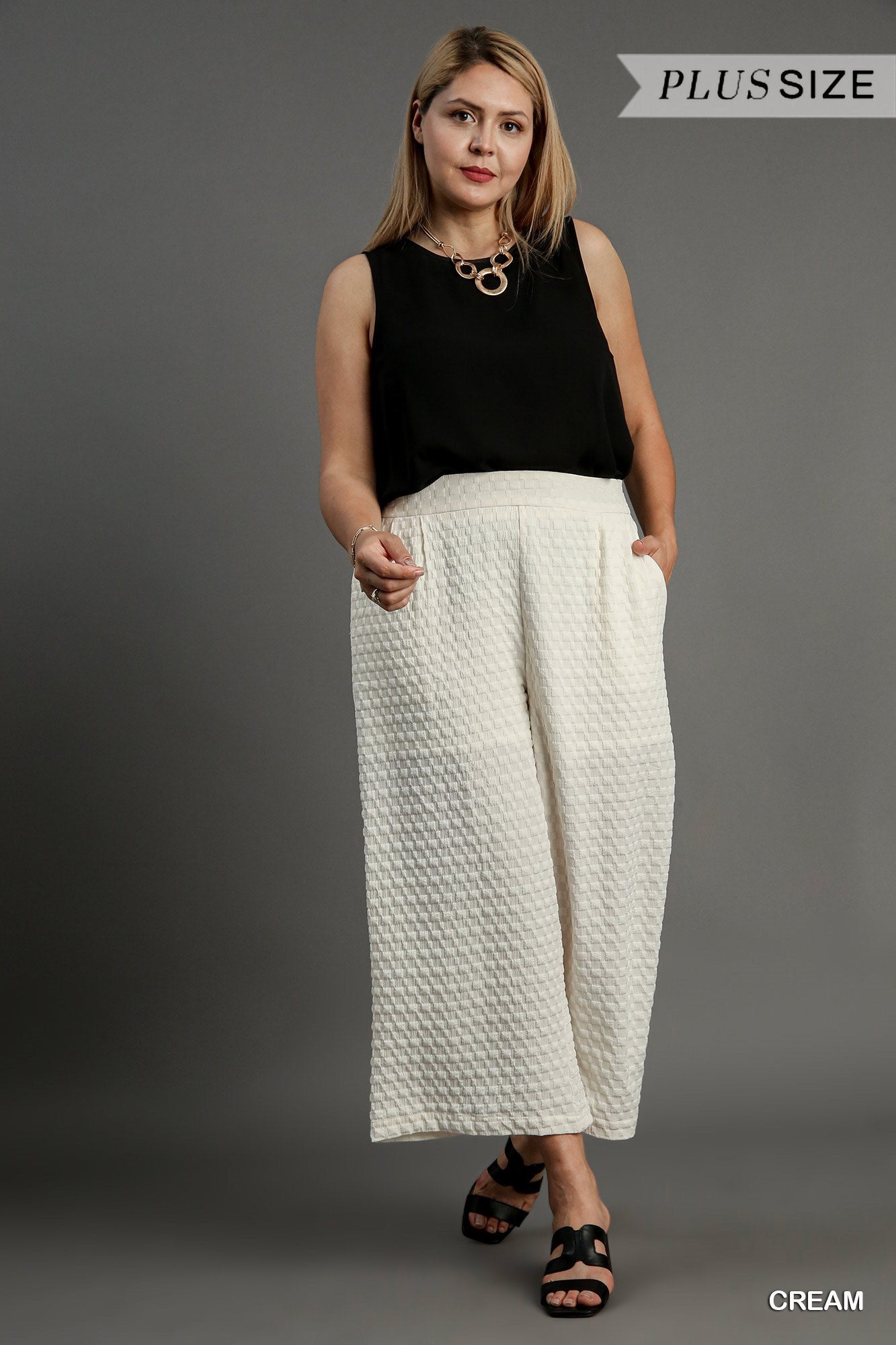 Square Jacquard Wide Fit Pants