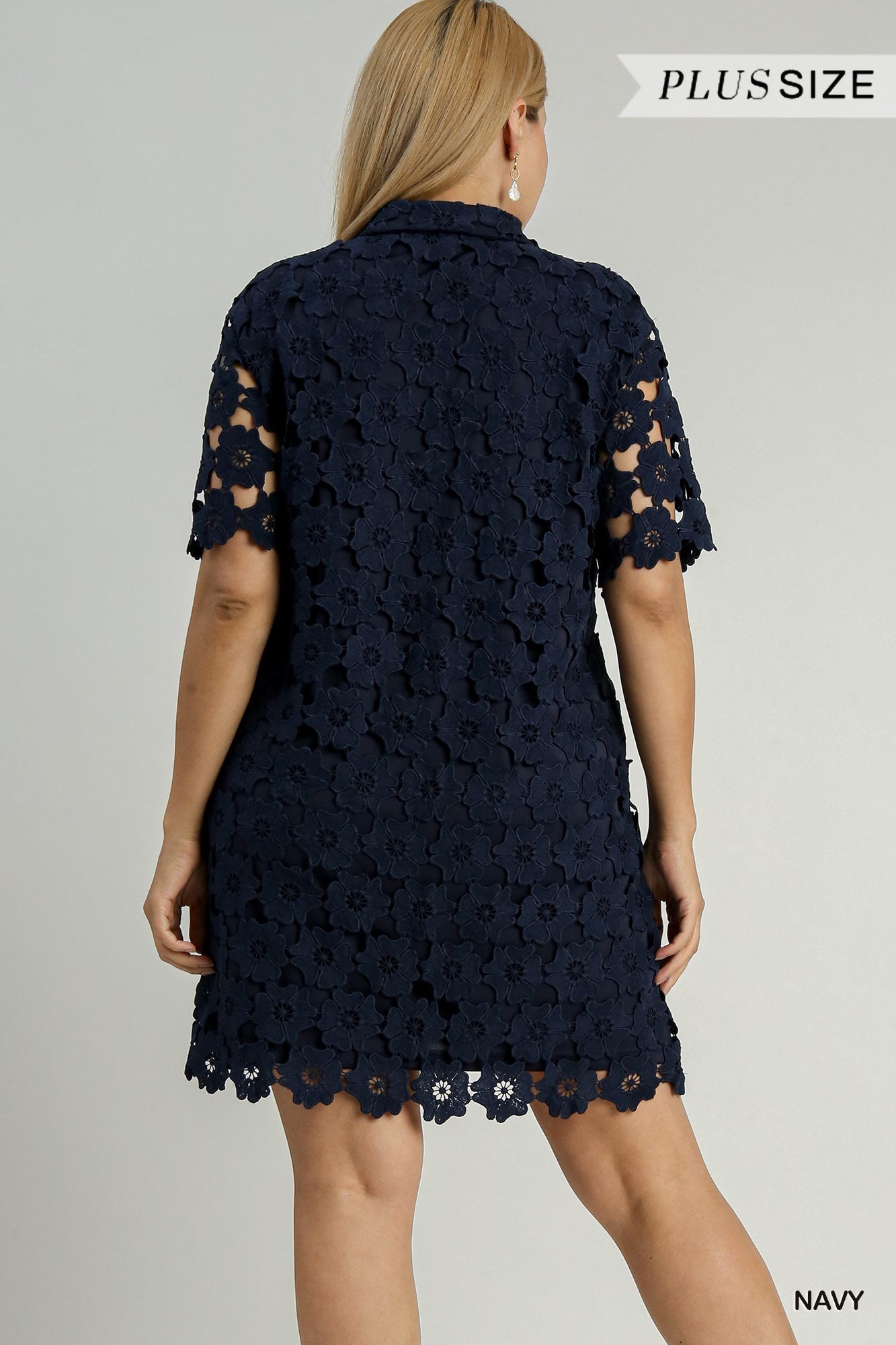 Floral Lace Button Down A-Line Dress