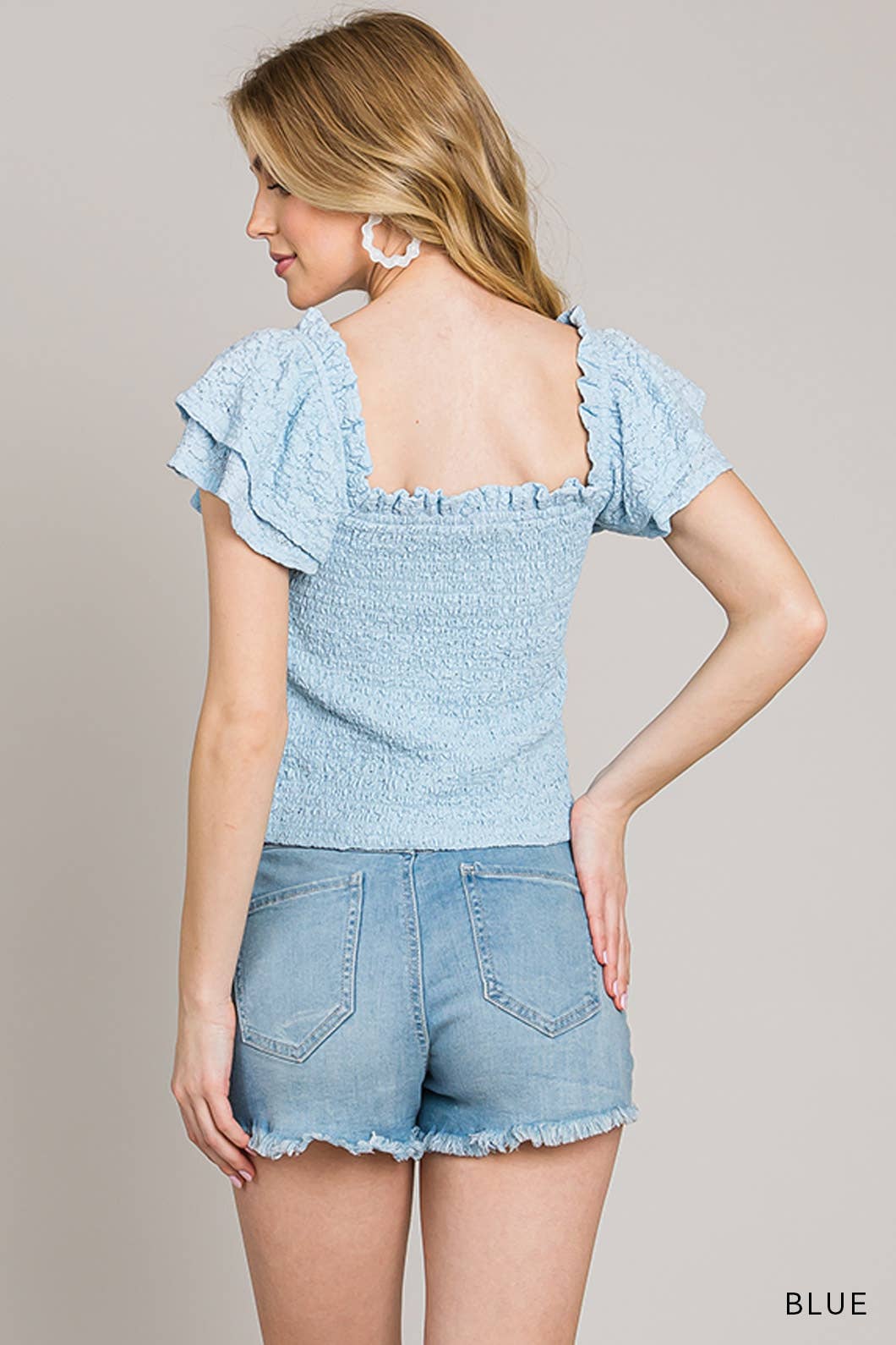 Popcorn Lace Smocked Top