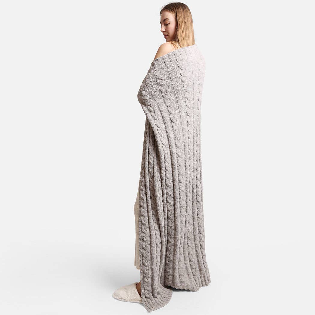 Braided Cable Knit Luxury Soft Throw Blanket