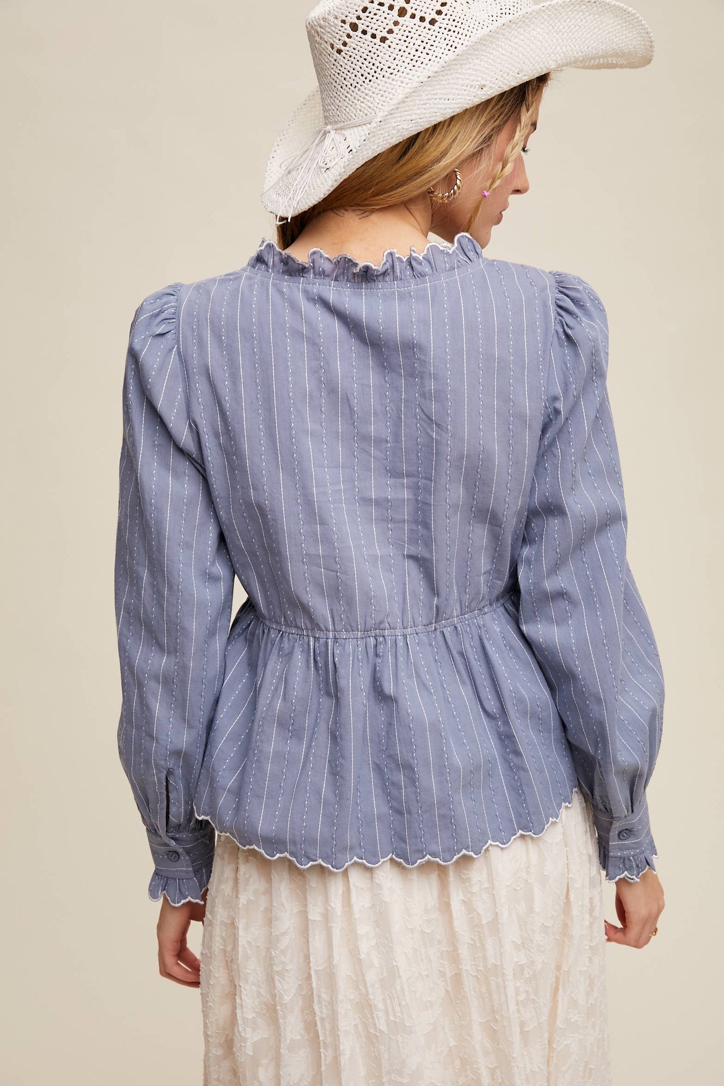 Belle Embroidered Ruffle Blouse