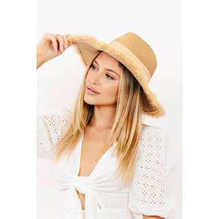 Straw Braided Fringe Fedora Hat