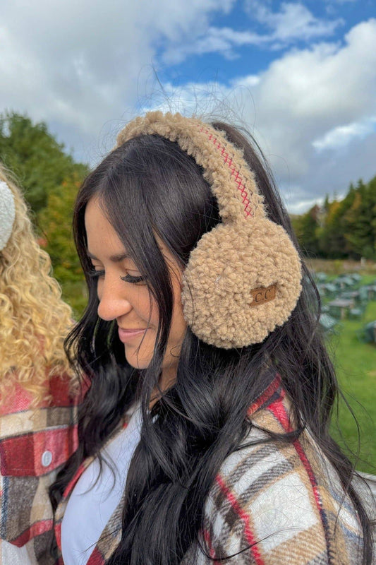 Sherpa With Embroidery Earmuffs