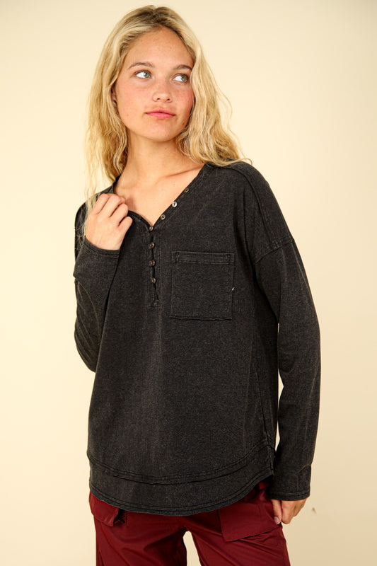 Mineral Washed Cotton Knit Top