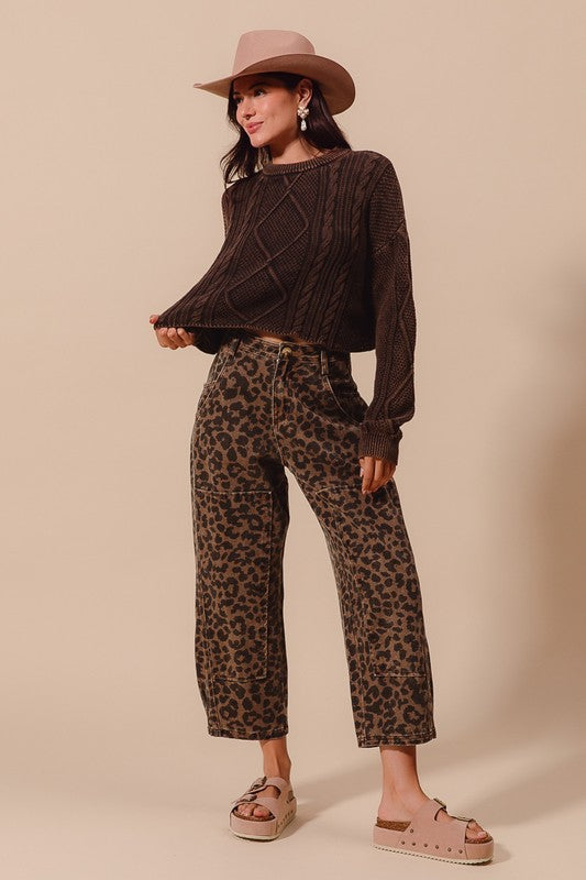 Two Toned Leopard Wide Pant