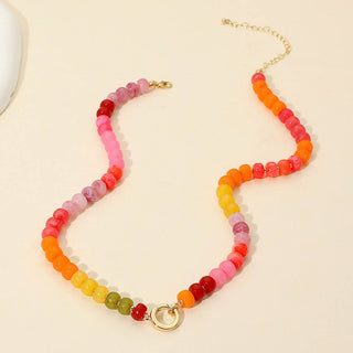 Mia Metal Clasp Accent Gradient Beaded Necklace