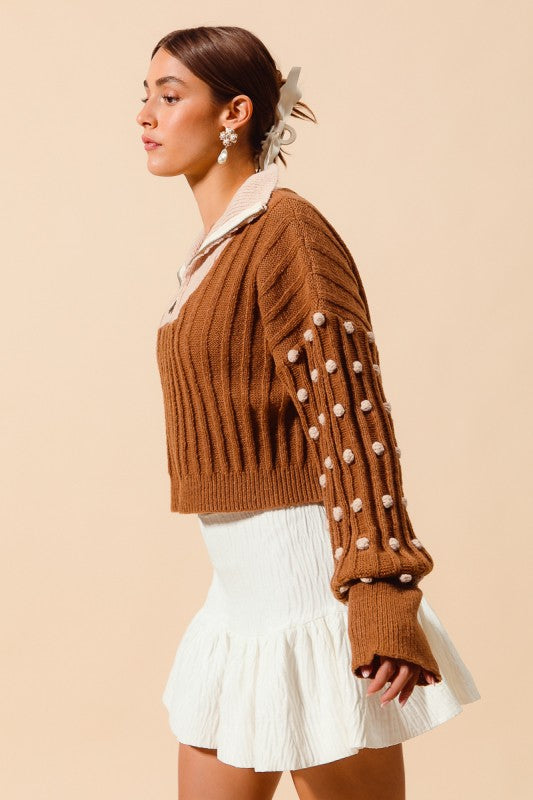 Puff Dot Sleeve Sweater