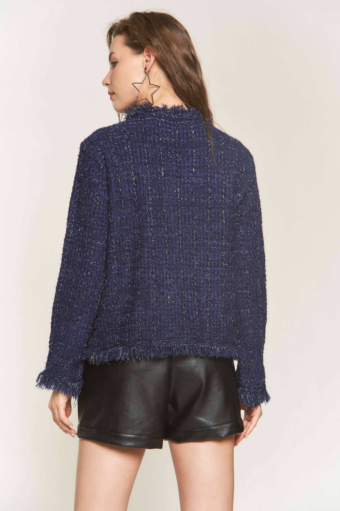 Lurex Tweed Sweater Blazer