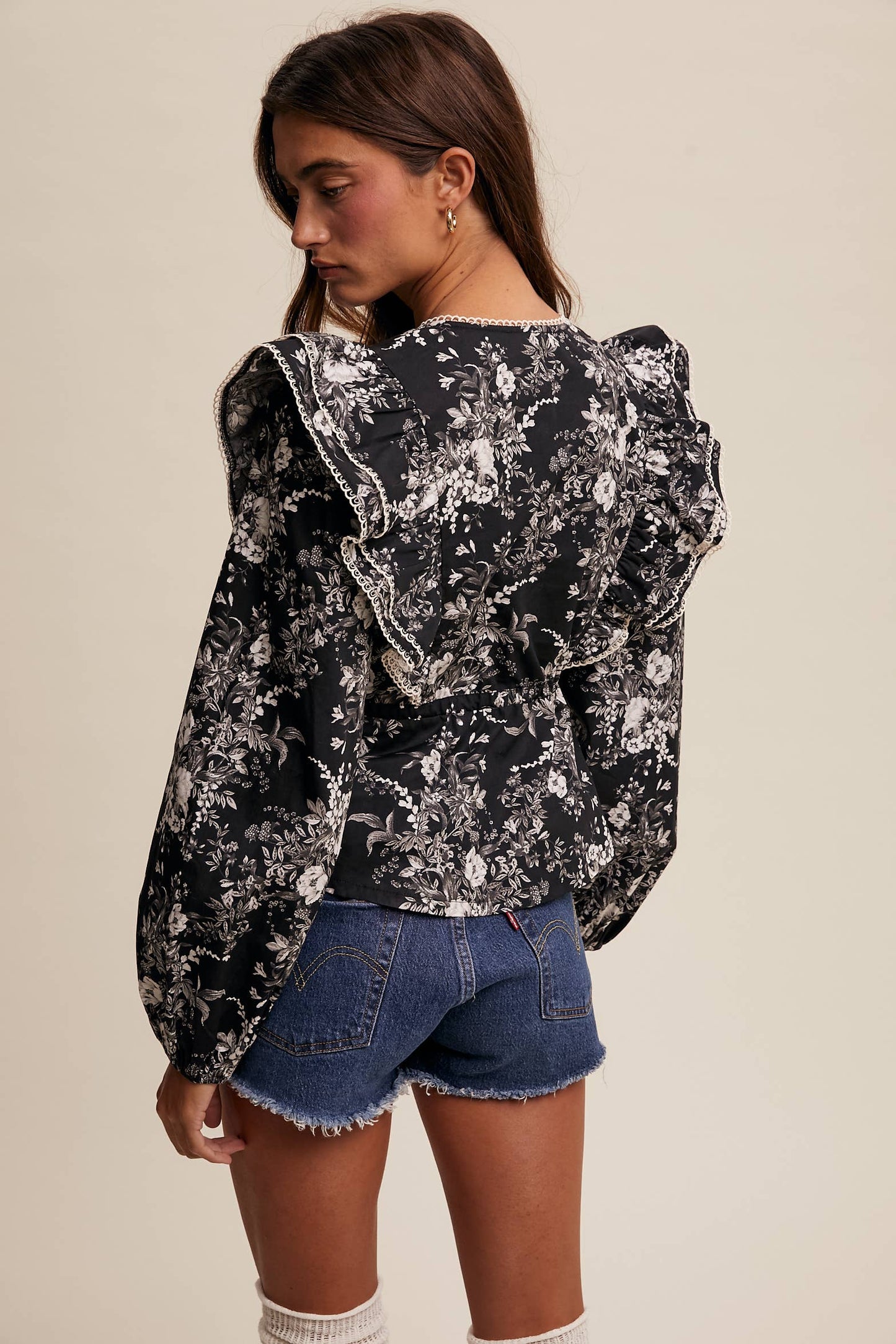 Victorian Floral Ruffle Blouse