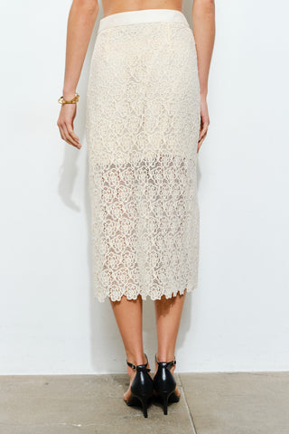 Charlotte Floral Lace Button-front Midi Skirt