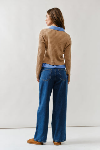 Aubrey Cable Knit Mixed Cardigan