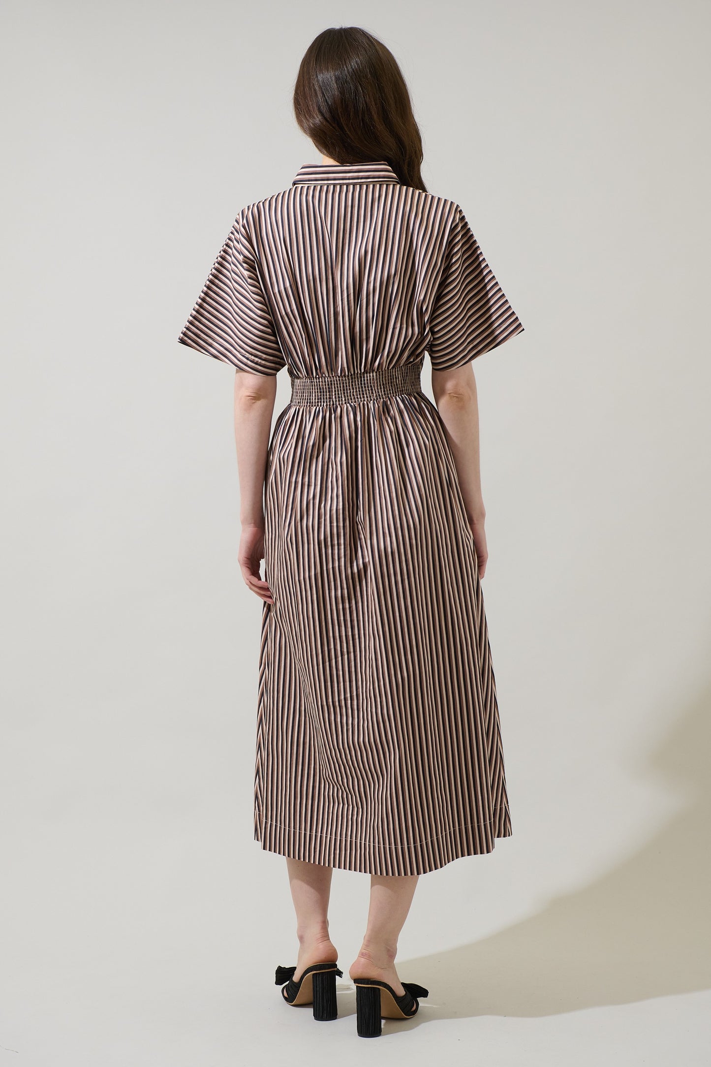 Barkline Stripe Pleated Midi Dress