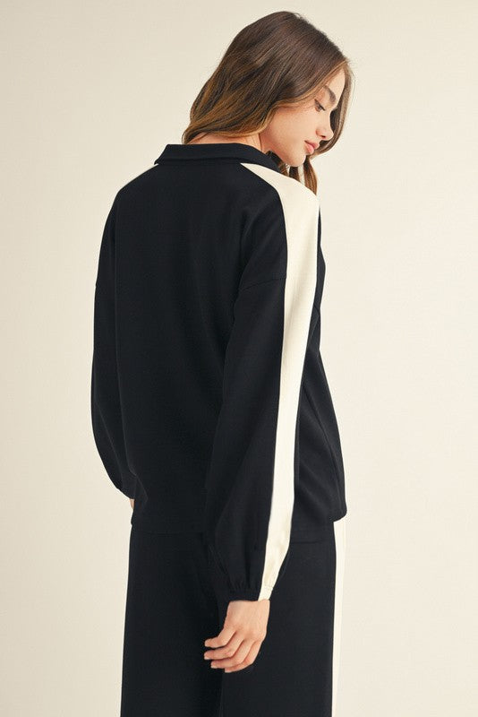 Drake Contrast Accent Comfy Sporty Top