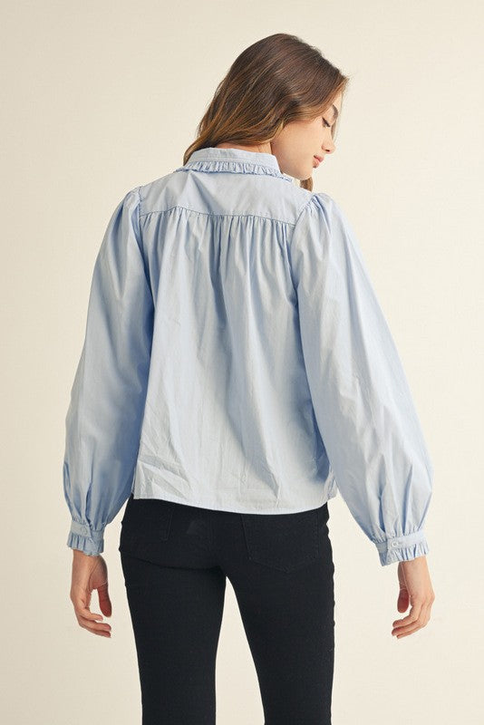 Rachel Ruffle Accent Button Down Lovely Shirt
