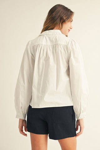 Rachel Ruffle Accent Button Down Lovely Shirt