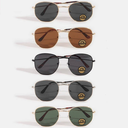 Polarized Metallic Retro  Frame Sunglasses