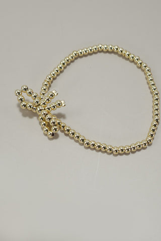 18K Stainless Steel Beaded Bow Bracelet