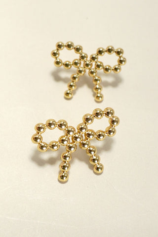 18K Stainless Steel Beaded Bow Earring