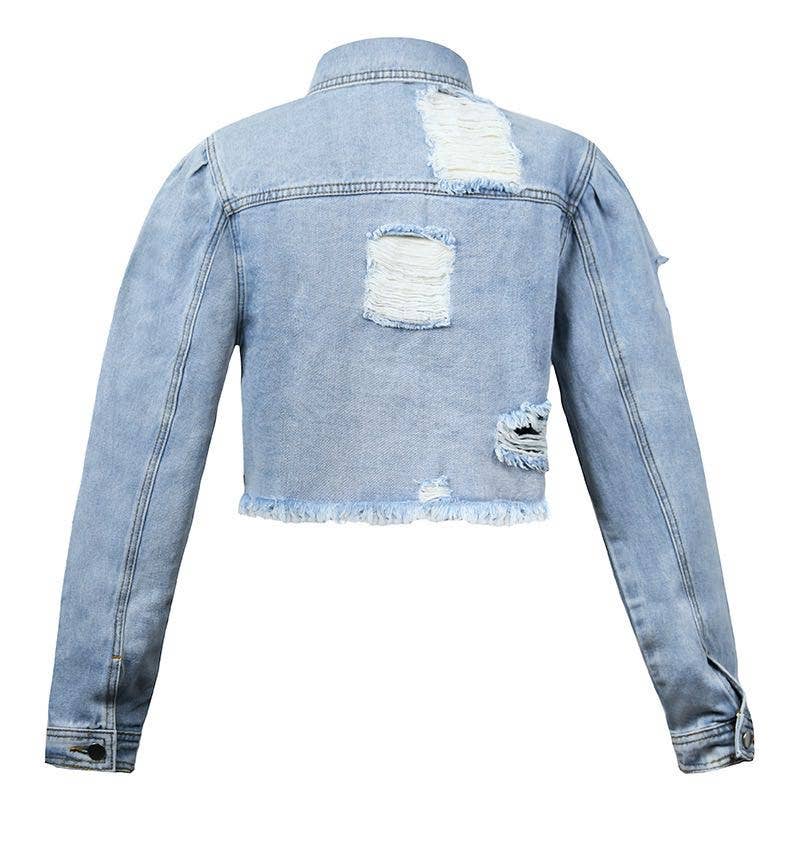 back of Cropped Denim Jacket