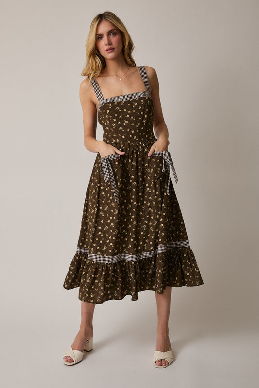 Billy Floral Apron Midi Dress