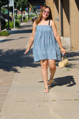 Blue Mason striped cami mini dress with smocked bodice