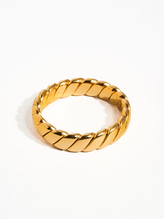 18K Gold Non-Tarnish Braided Stack Ring