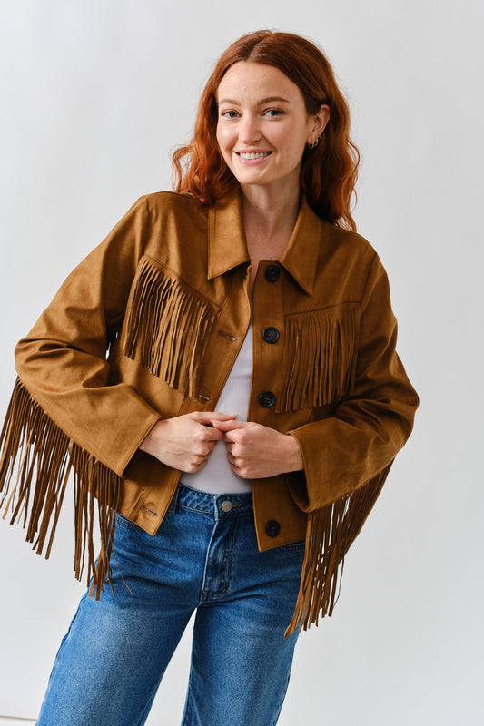 Franny Faux Suede Fringe Jacket