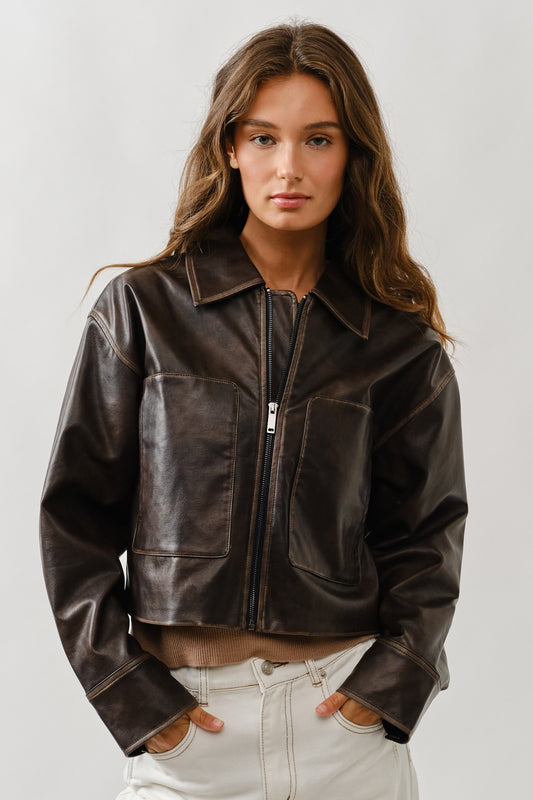 Vinny Vintage Washed Leather Jacket