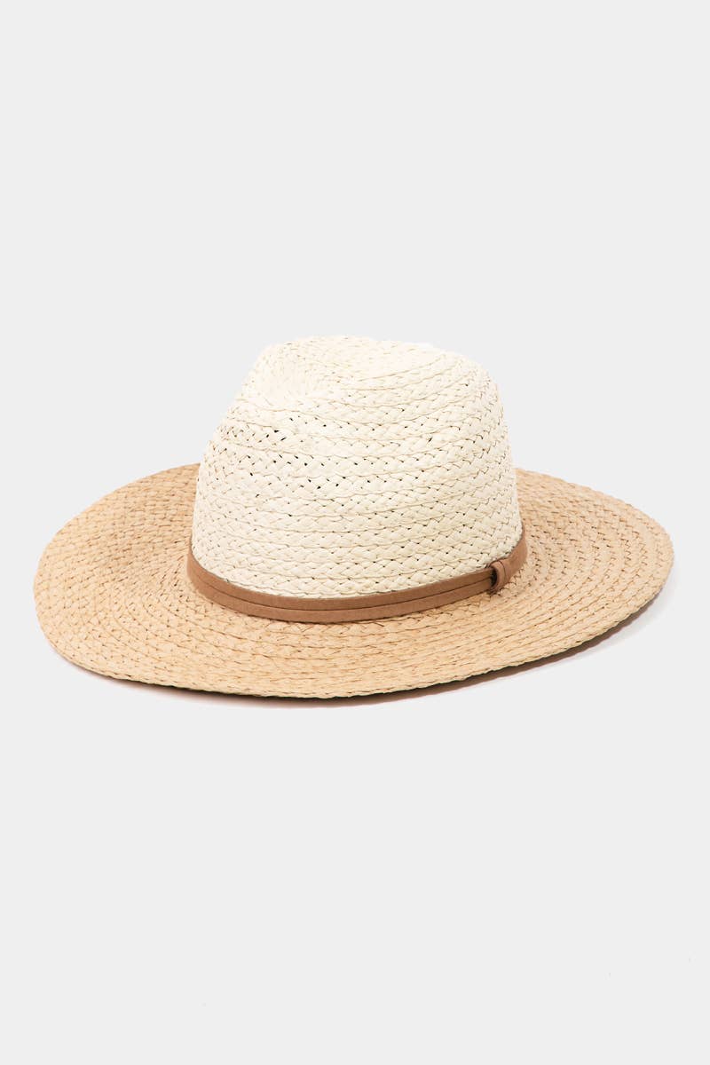 Two Tone Straw Braided Sun Hat