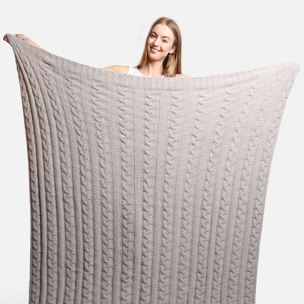 Braided Cable Knit Luxury Soft Throw Blanket