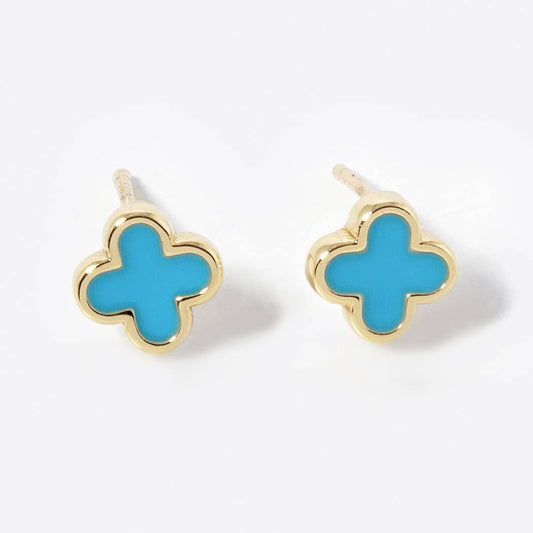 Gold-Dipped Clover Post Earrings