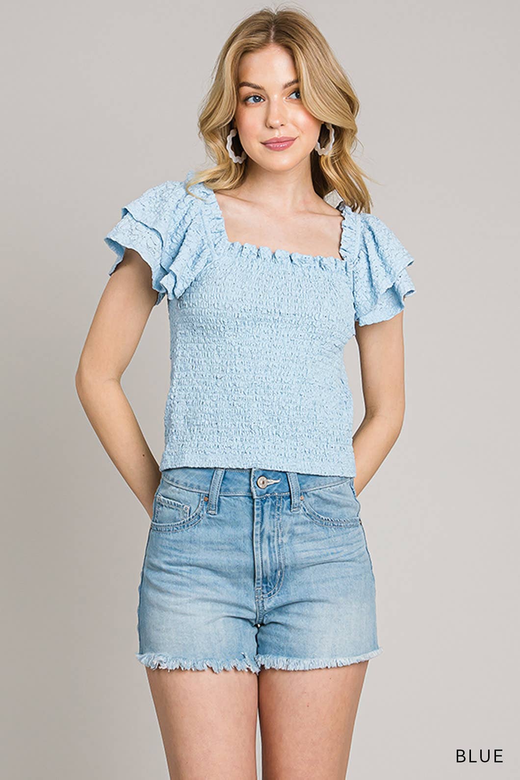 Popcorn Lace Smocked Top