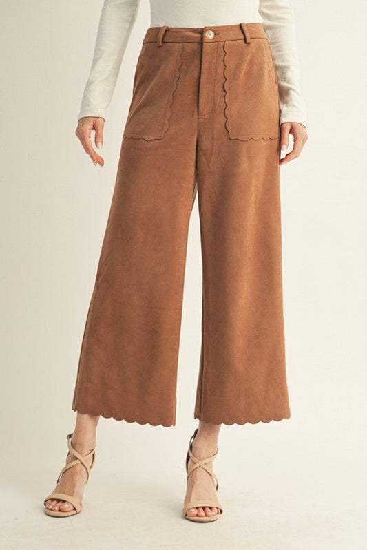 Cynthia Scallop Edge Suede Pants